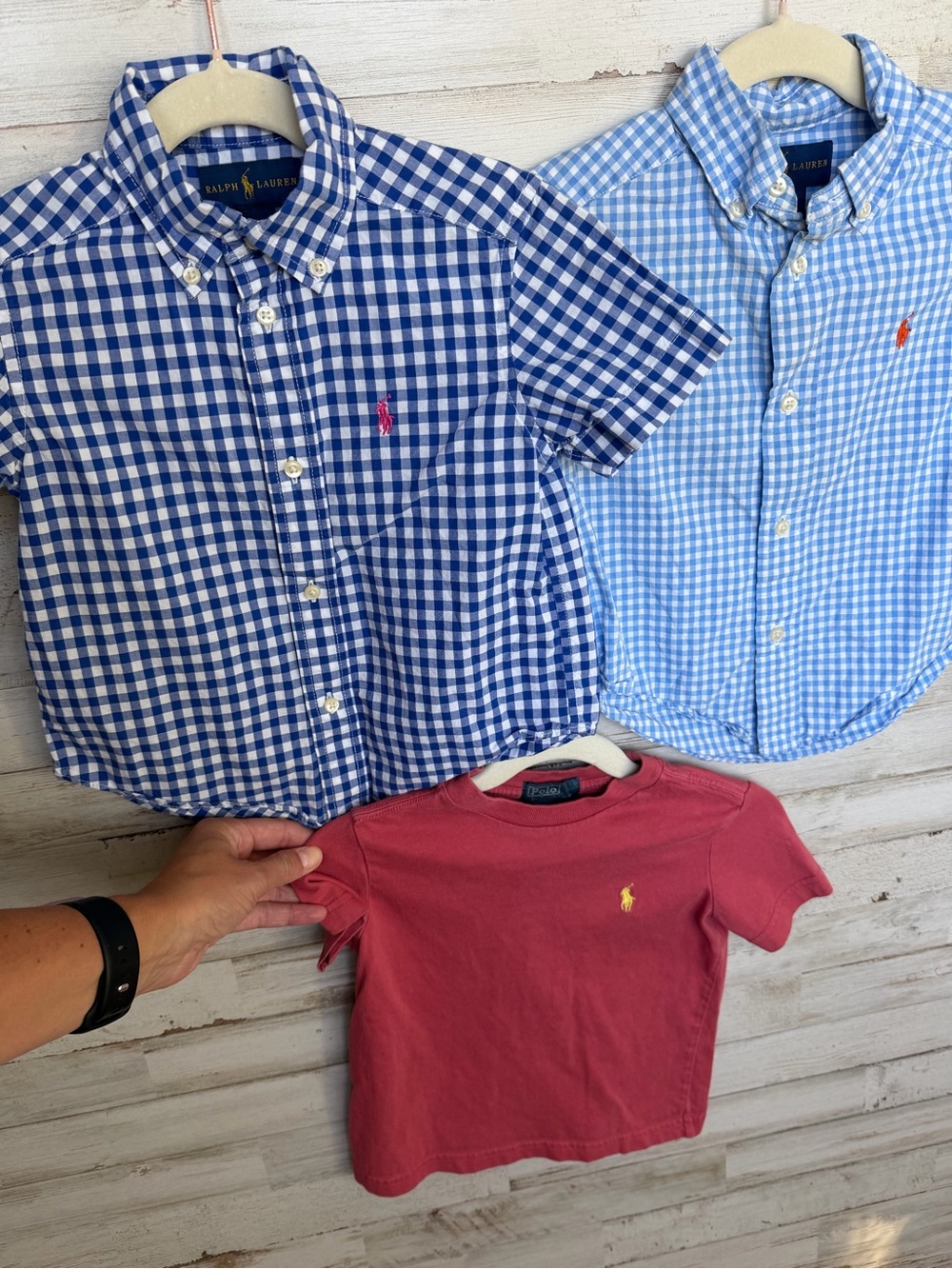 Ralph Lauren Kids Gingham Button-Down & Tee Set - Navy, Light Blue & Red